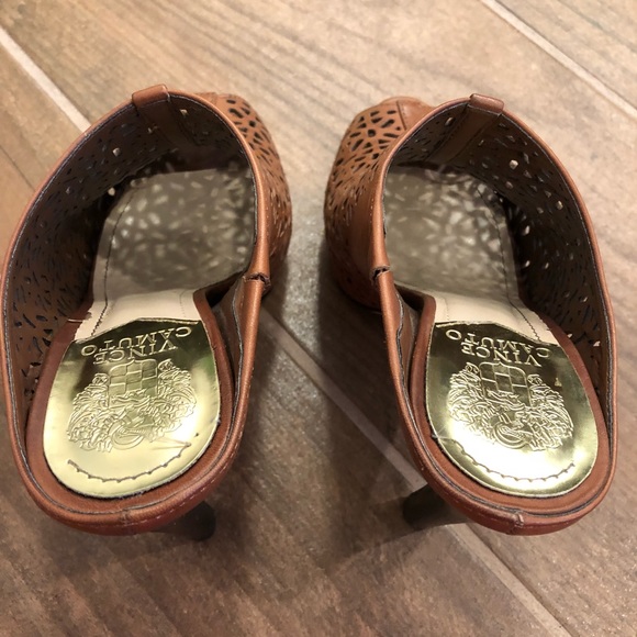 Vince Camuto Jaso Cutout Mule Heels Saddle Brown 4 - Picture 6 of 8